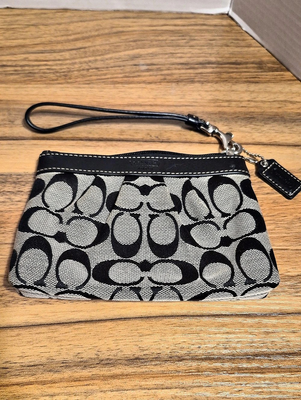 Coach Black & White Wristlet Pouch